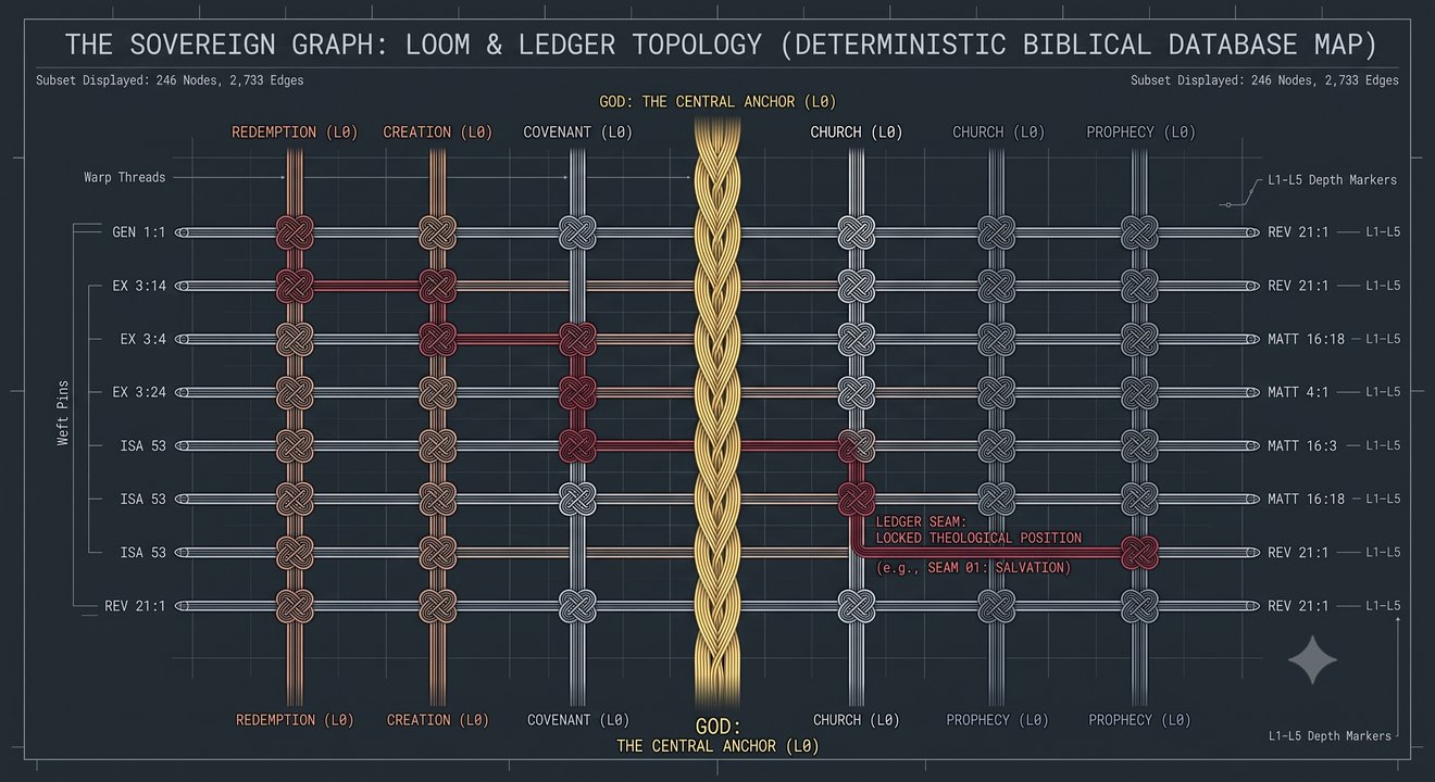 The Sovereign Graph: Loom & Ledger Topology — Deterministic Biblical Database Map